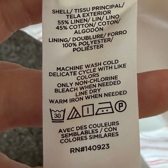 Loft Womens Blazer 14 White Pink Railroad Stripes Linen Blend Preppy Plus Modern - Picture 12 of 12